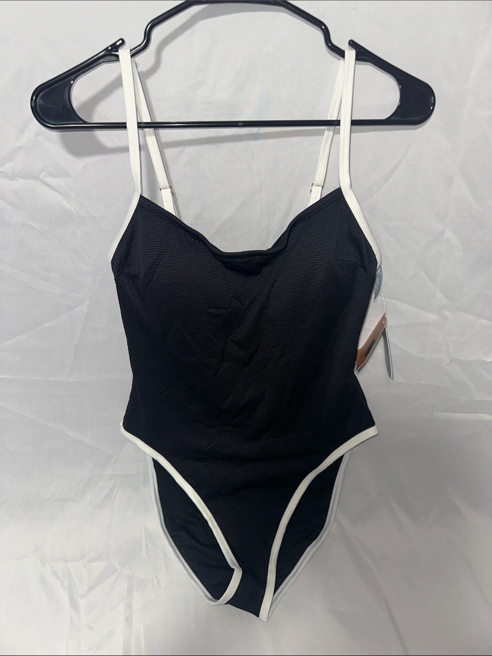 Shade & Shore Black One-Piece Swimsuit with White Trim - Picture 2 of 5